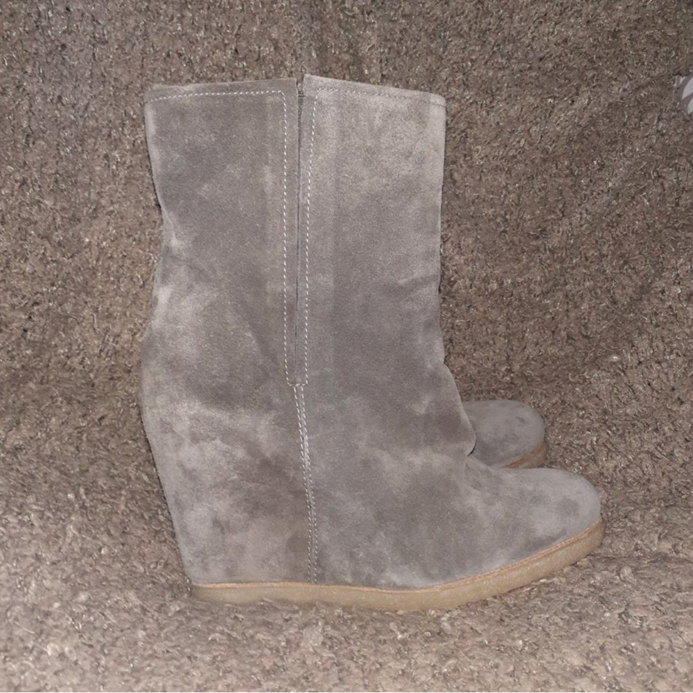 Stuart Weitzman-Hidden Wedge Bootie- Brown Suede … - image 3